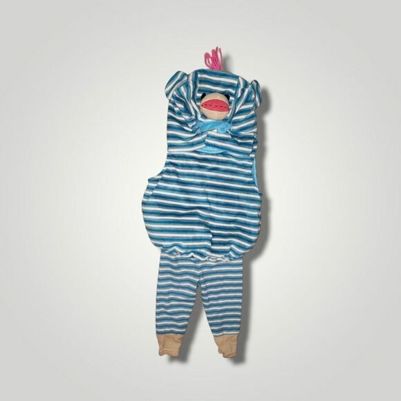 Babies Dress-Up Halloween Costumes Blue Sock Monkey 9-18 Months 3 Piece - Picture 4 of 5